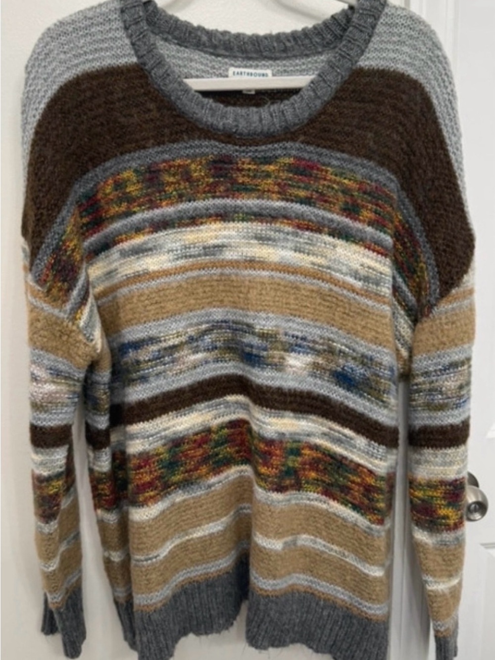 Earthbound Trading Co Crewneck Boho Sweater Sz L Oversized